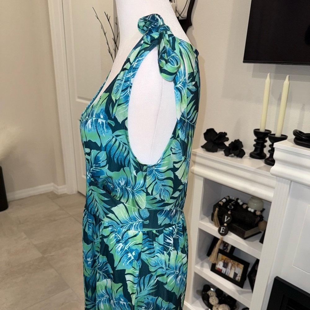3 x 20$ Caribbean Joe Blue and Green Leaf Maxi Dress Size Small - Picture 6 of 9
